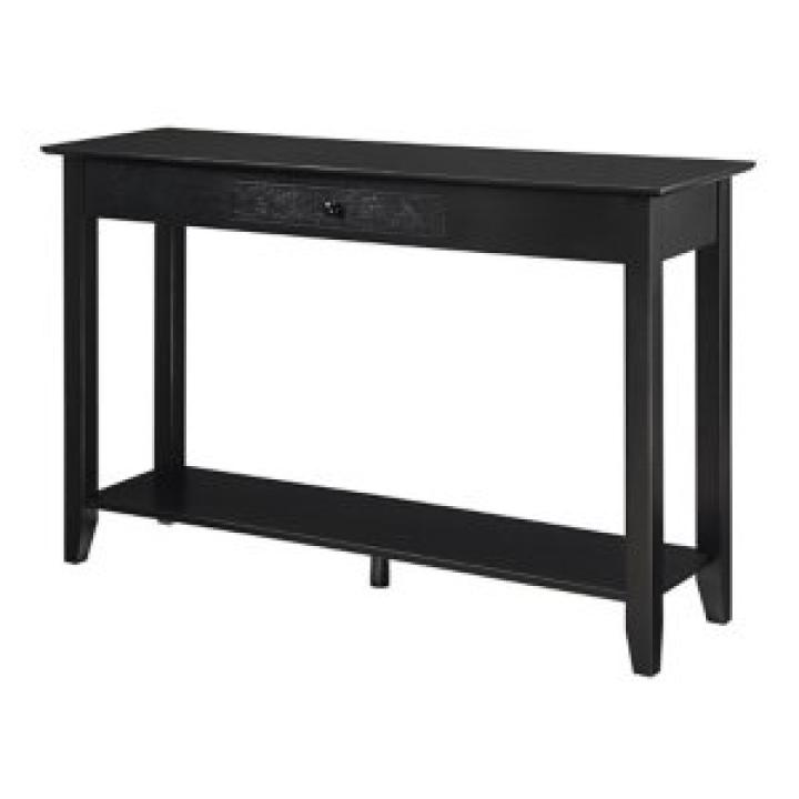 Long Black Single Drawer Console Table