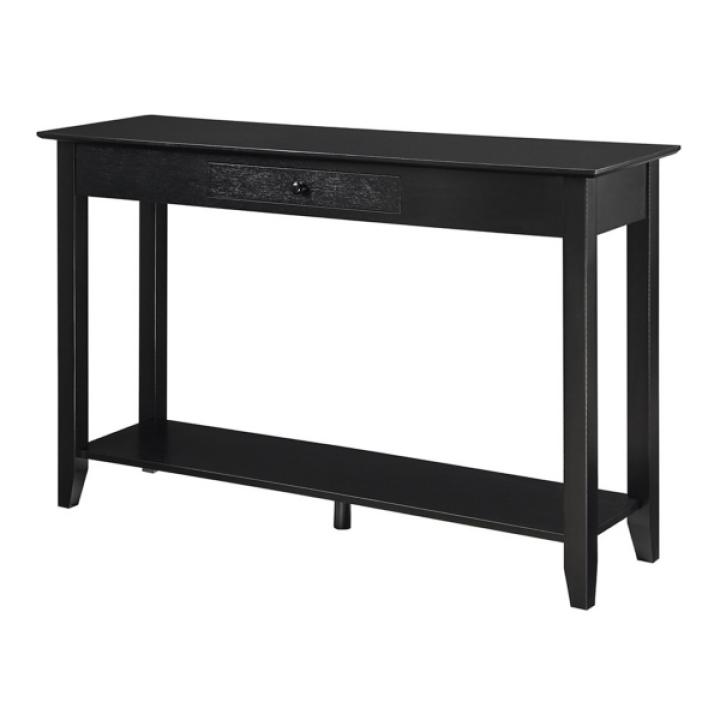Long Black Single Drawer Console Table