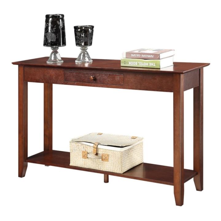 Long Brown Single Drawer Console Table
