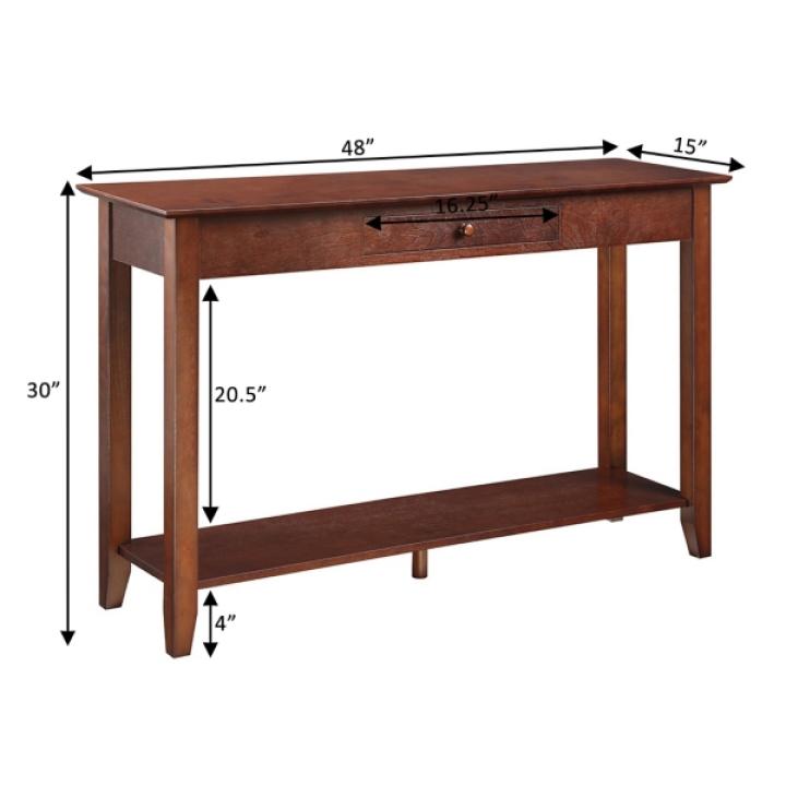 Long Brown Single Drawer Console Table