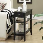 Black Double Shelf Wood Accent Table