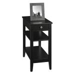 Black Double Shelf Wood Accent Table