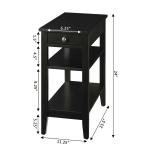 Black Double Shelf Wood Accent Table