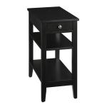 Black Double Shelf Wood Accent Table