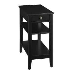 Black Double Shelf Wood Accent Table
