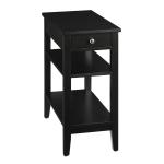 Black Double Shelf Wood Accent Table