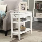 White Double Shelf Wood Accent Table