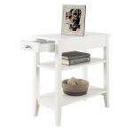 White Double Shelf Wood Accent Table