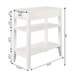 White Double Shelf Wood Accent Table