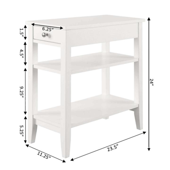 White Double Shelf Wood Accent Table