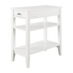 White Double Shelf Wood Accent Table
