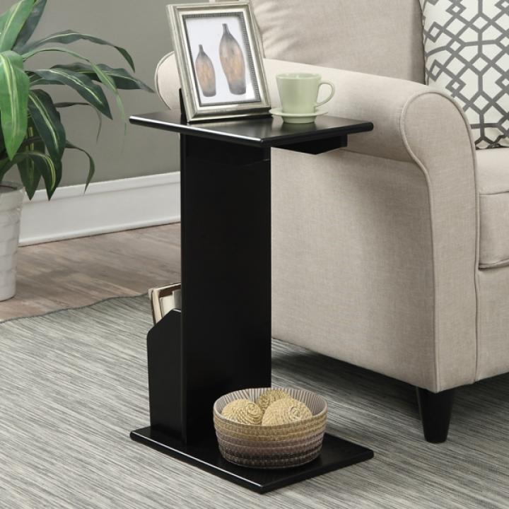 Black Accent Table with Magazine Holder