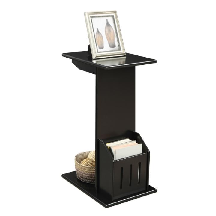 Black Accent Table with Magazine Holder