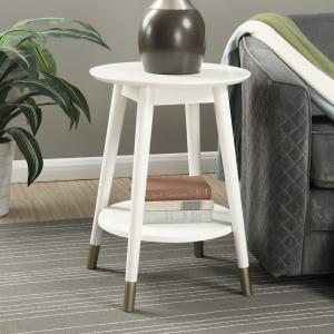 Mia Round White Accent Table