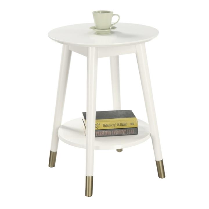 Mia Round White Accent Table