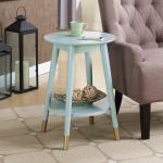 Mia Round Light Blue Accent Table