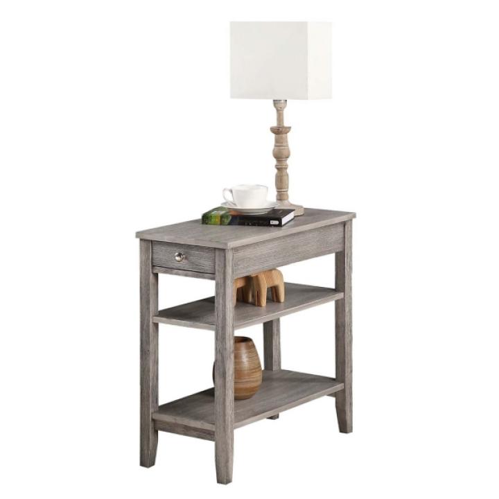 Gray Double Shelf Wood Accent Table