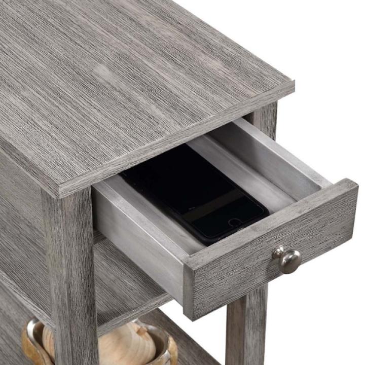 Gray Double Shelf Wood Accent Table
