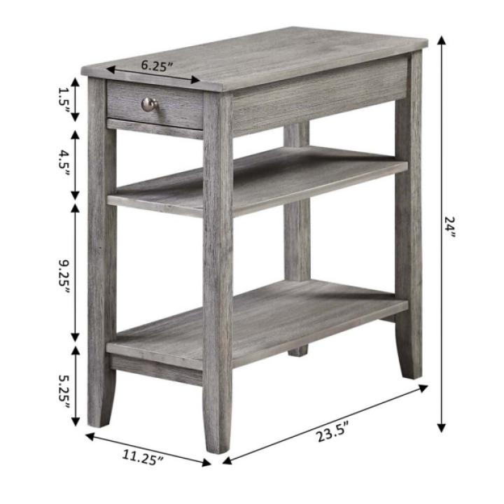 Gray Double Shelf Wood Accent Table