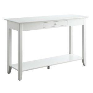 Long White Single Drawer Console Table