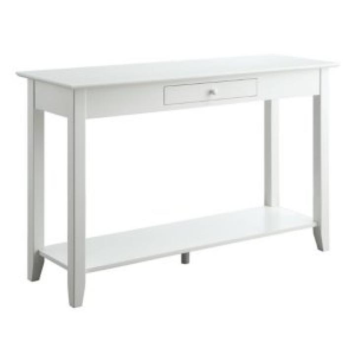 Long White Single Drawer Console Table
