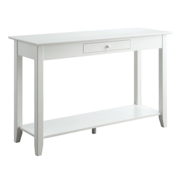 Long White Single Drawer Console Table