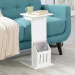 White Accent Table with Magazine Holder