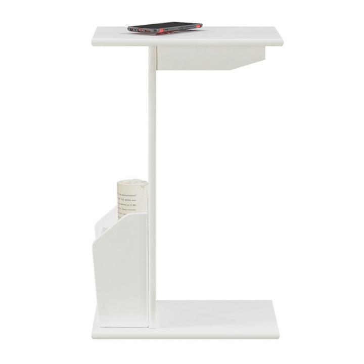 White Accent Table with Magazine Holder
