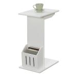 White Accent Table with Magazine Holder