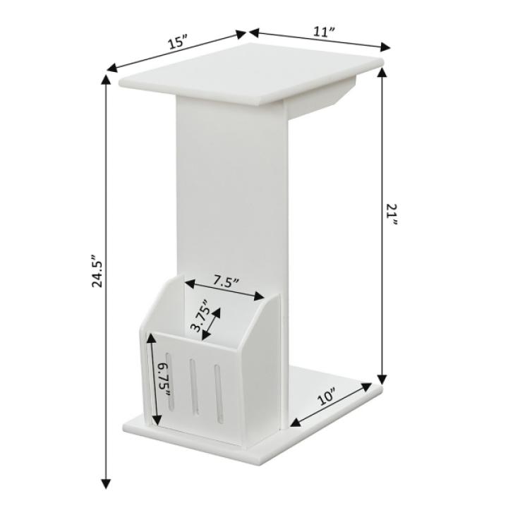 White Accent Table with Magazine Holder