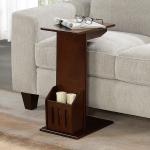Brown Accent Table with Magazine Holder