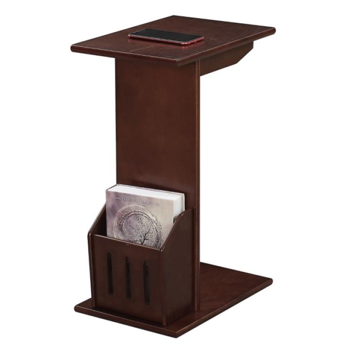 Brown Accent Table with Magazine Holder