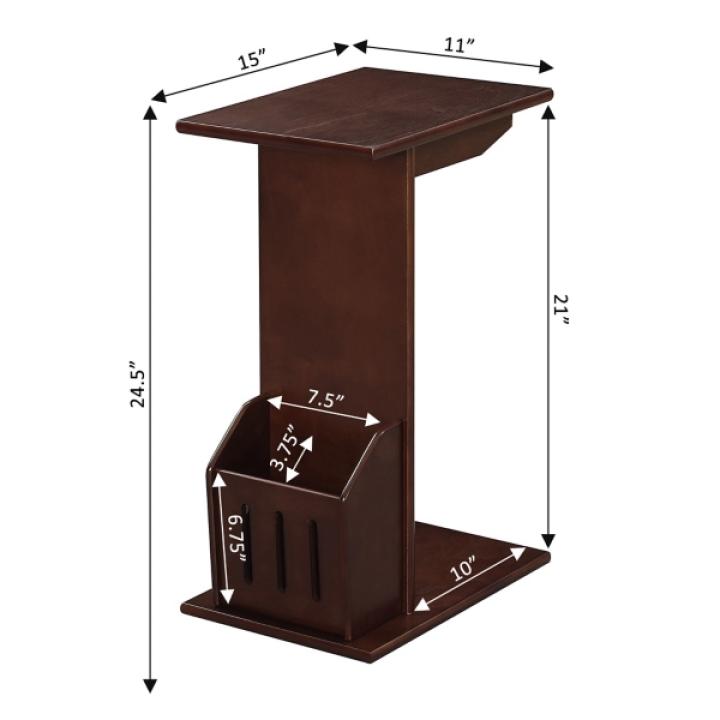 Brown Accent Table with Magazine Holder