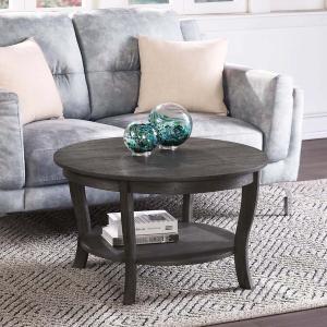 Round Graywash Curved Legs Coffee Table