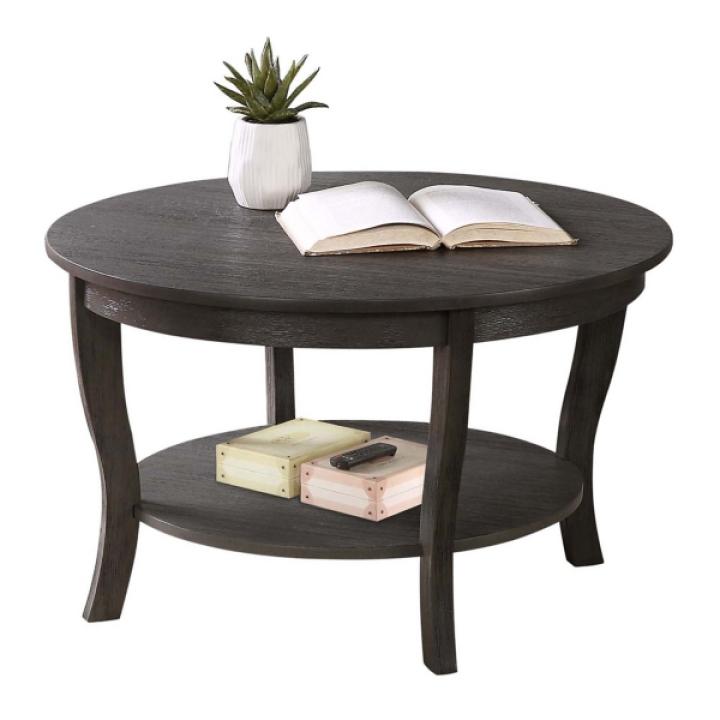 Round Graywash Curved Legs Coffee Table