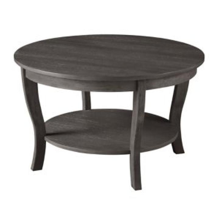 Round Graywash Curved Legs Coffee Table