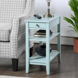 Light Blue Chairside End Table with Shelves