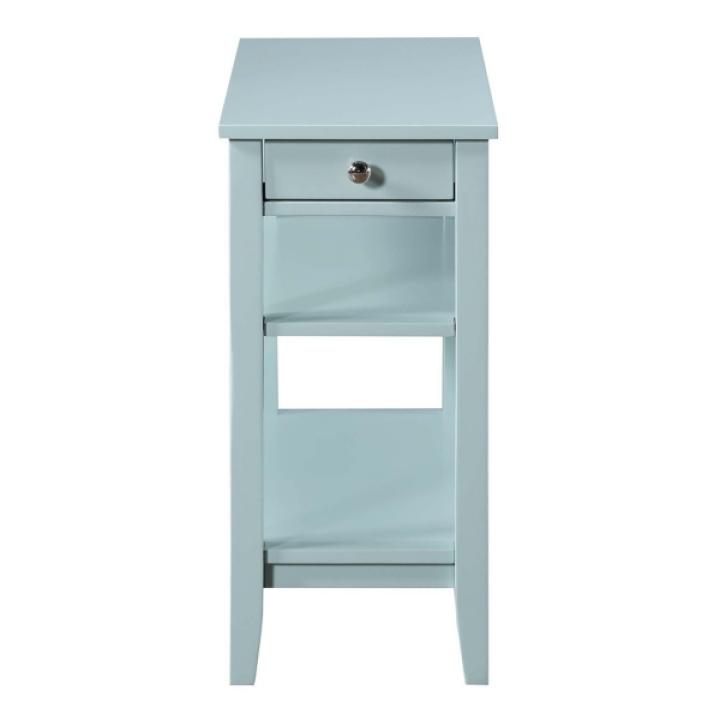 Light Blue Chairside End Table with Shelves