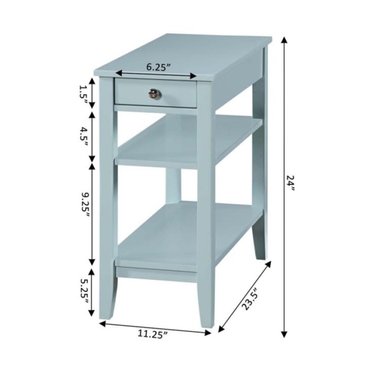Light Blue Chairside End Table with Shelves