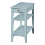 Light Blue Chairside End Table with Shelves