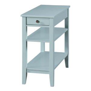 Light Blue Chairside End Table with Shelves