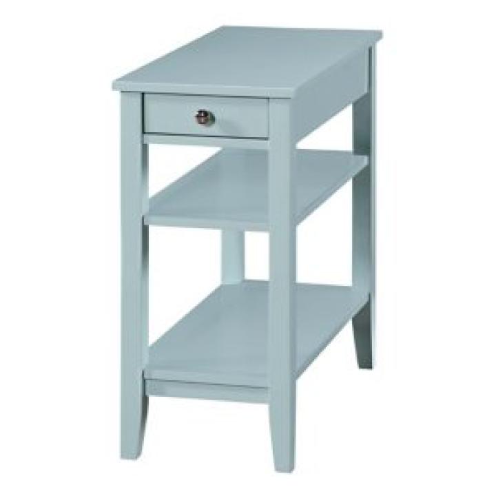 Light Blue Chairside End Table with Shelves