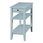 Light Blue Chairside End Table with Shelves