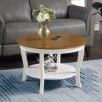 Round White and Natural Curved Legs Coffee Table