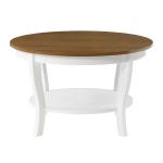 Round White and Natural Curved Legs Coffee Table