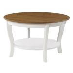 Round White and Natural Curved Legs Coffee Table