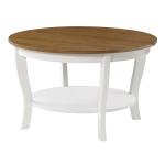 Round White and Natural Curved Legs Coffee Table