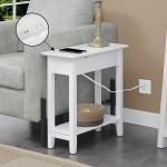 White Flip Top Charging Accent Table