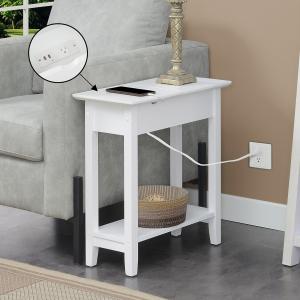 White Flip Top Charging Accent Table