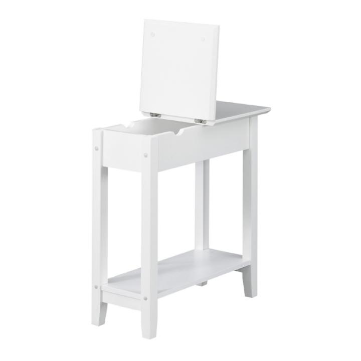 White Flip Top Charging Accent Table